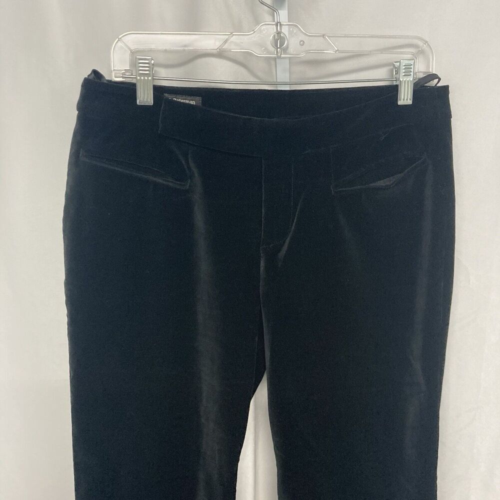 J. PETERMAN black velvet flat front mid rise straight leg pants 10 - Picture 2 of 9